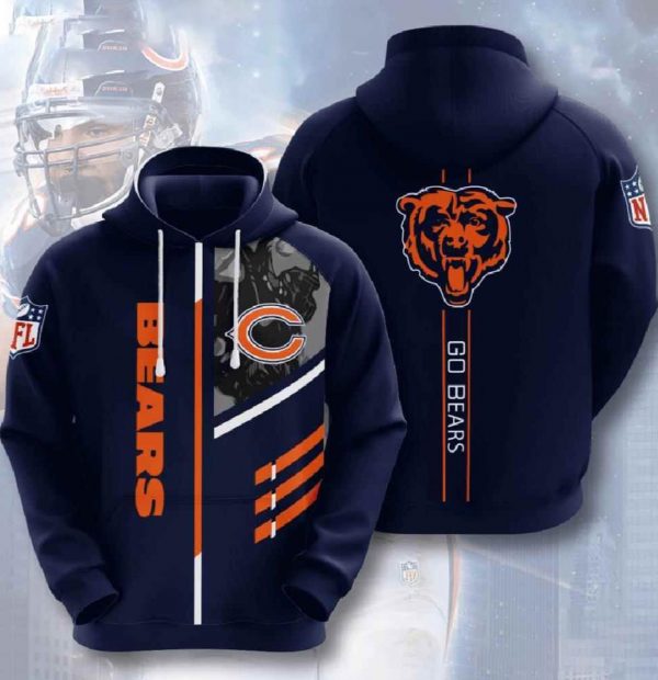 Chicago Bears zip hoodies 3D new 