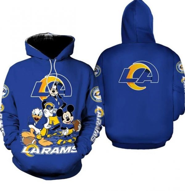 Rams Black Hoodie 3D Lighthearted Mickey LA Rams Gift