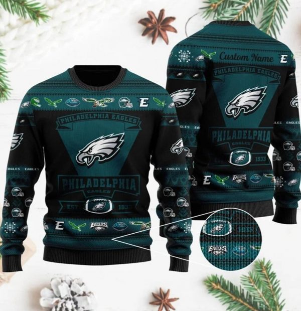 Philadelphia Eagles Logo Football Teams Ugly Christmas Sweater Men